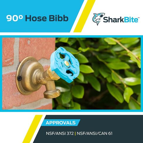 SharkBite 1/2 x 3/4 Inch MHT 90 Degree Hose Bibb, Multi Turn, Push To Connect Brass Plumbing Fitting, PEX Pipe, Copper, CPVC, PE-RT, HDPE, 24626LF in Saudi Arabia