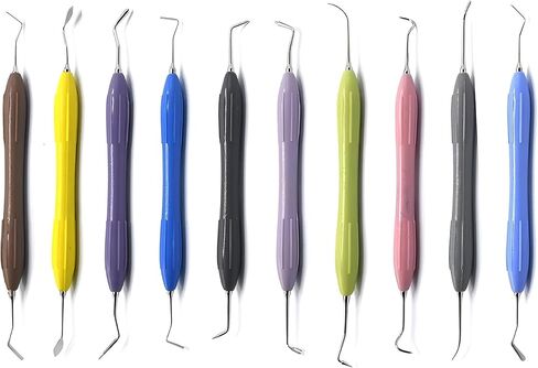 Premium Quality 10Pcs Dental Composite Filling Instruments Set Colorful Silicone Handle Double Ended with Free Sterilization Cassette in Saudi Arabia