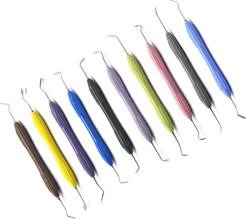 Premium Quality 10Pcs Dental Composite Filling Instruments Set Colorful Silicone Handle Double Ended with Free Sterilization Cassette in Saudi Arabia