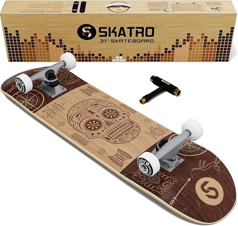 SKATRO - لوح تزلج احترافي مقاس 31 بوصة لوح تزلج كامل. أعمار ألواح التزلج: البالغين والأولاد والبنات والمبتدئين والأطفال in Saudi Arabia