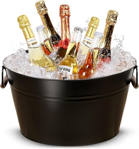 Large Champagne Bucket for Parties - 18L Ice Bucket for Champagne Bottle - Stainless Steel Beverage Tub for Indoor & Outdoor Events - 100% Leak Proof and Rust-Proof with Handles in Saudi Arabia