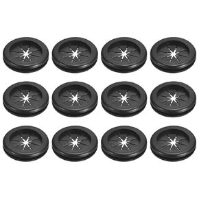 uxcell 12Pcs Rubber Grommets 1-1/14"(32mm) ID 1-3/8"(35mm) Drill Hole Double Sided Firewall Hole Plugs Round Electrical Wiring Gasket, Black
