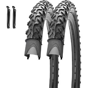 SIMEIQI 2 Pack Bike Tires 16"/18"/20"x1.95" Compatible with 16"/18"/20"x1.75"/1.95" Bicycle Tires Foldable Replacement Bike Tires with Levers for Mountain Trail Hybrid Bicycles