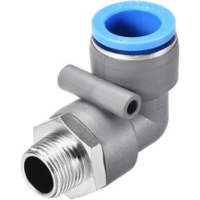 Elbow Push to Connect Air Fittings - Pneumatic Connectors Quick Release, Apply to Pipe Connection (5/8" OD x 3/8PT Male Thread, Grey)