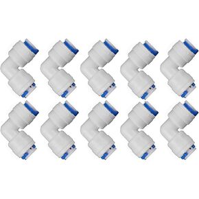Lemoy 1/4 inch Tube to 1/4 inch Tube push fit elbow quick connect for RO water system Set Of 10