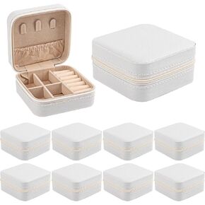 Framendino, 8 Pack Mini Travel Jewelry Box Small Jewelry Organizers Portable Display Storage Case White