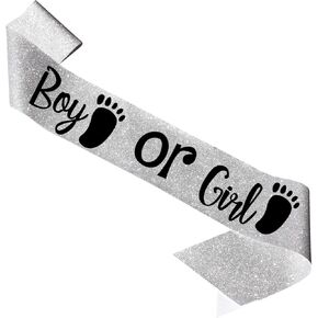 Silver Glitter sash, Boy or Gril sash, Gender Reveal sash for mom and dad, Mommy to be, Daddy to be Sashes, Sashes for Baby Shower, mom to be sash, Baby Show sash