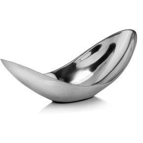 3514 Sesgo Small Twisted Bowl, Silver Decor, Modern Home Decor, Serving Bowl, Serving Platter, Fruit Bowl, Coffee Table, Table Centerpieces, Room Decor Aesthetic 12"L x 5.25"W x 5"H