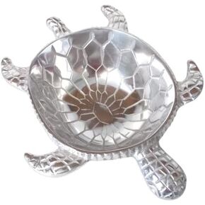 India Handicrafts Nautical Turtle Silver Tone 9 inch Metal Decorative Bowl