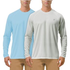 (Size: M) Men's 2 Pack UPF 50+ Fishing Shirts Long Sleeve UV Sun Protection Tops