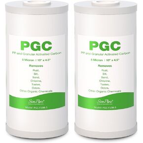 5 Micron 10" x 4.5" Sediment and Carbon Whole House Water Filters SimPure Replacement Cartridge for GE FXHTC, GXWH40L, RFC-BB / 155141-43, FC15B, HB18B, WRC25HD, WDGD-5005, W10-PR, W15-PR, 3-Pack