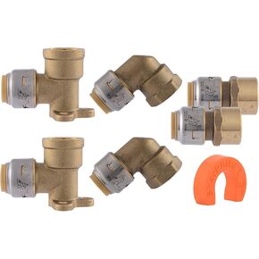 SharkBite Max Shower and Tub Connection Kit, Push to Connect Brass Plumbing Fittings, PEX Pipe, Copper, CPVC, PE-RT, HDPE, UR25567