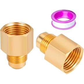 2PCS Flare Brass Tube Fitting, Coupling Gas Adapter 3/8" Flare x 1/2" Female NPT Pipe