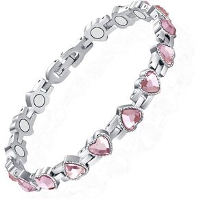 Magnetic Bracelets for Women, Therapy Magnetic Bracelet for Arthritis and Joint Healing Jewelry Gifts (Pink)