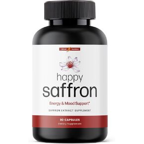 Happy Saffron Supplements - 100% Pure Saffron Extract Supplement - Mood Enhancer for Women & Men - Saffron Supplements for Eye Health Support - Saffron Supplement - Saffron Capsules - 90 Servings