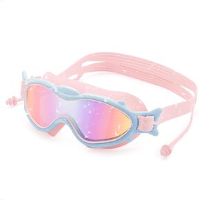 Kids Swim Goggles for Age 6-12, Kids Goggles for Swimming with Adjustable Strap,Anti Fog, UV Protection, No Leak