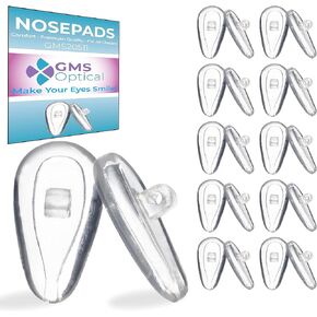 GMS Optical Soft Silicone Air Bag Nose Pads for Eyeglasses (14mm Screw-in, 10 Pair)