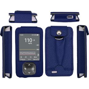 Fitted Leather Case W/Screen Protector & Pocket for Dexcom G7 / G6 Receiver (Retail Packaging Includes Lanyard) (Black)