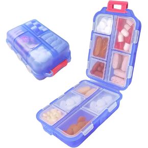 Pill Organizer with 161 Medicine Labels Travel Daily Pill Container Mini Medication Organizer Storage Pill Organizer Pill Case 7 Day Pill Organizer (Pink)