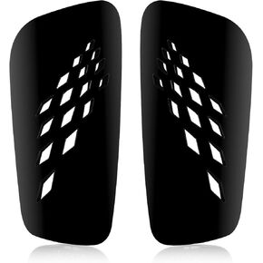 2pcs Mini Soccer Shin Guards, 6.89x3.15 Inch Lengthened Mini Shin Pads Hollow Rhombus Grid Small Football Shin Pads Tiny Protective Shin Guards for Men Women Boys Girls (Black)