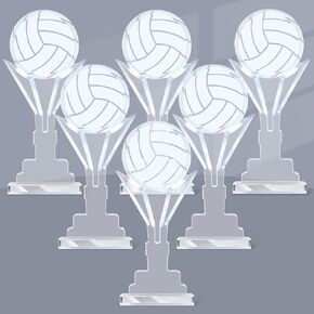 6 Pcs Volleyball Trophy Award Acrylic Volleyball Prize Ornaments, Volleyball Sign Keepsake Volleyball Match Gift Game Prize for Volleyball Team Athlete Coach Club Member Volleyball Lover Gift