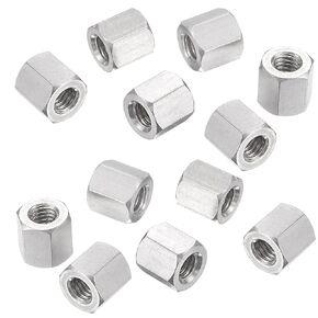 YXQ M6 x 1.0-Pitch 304 Stainless Steel Metric Hex Coupling Nut 10mm Length, 12-Pack