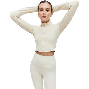 Women's Slim Fit Full Zip Athletic Running Sports Jacket - Lightweight 4-Way Stretch Workout Top