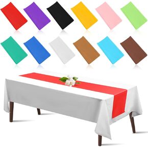 Mixweer 12 Pcs Disposable Table Runner 14 x 108 Inch Plastic Table Runner Colorful Disposable Table Cloth for Party Dinner Event Wedding Bridal Shower Banquet Decorations, 12 Colors