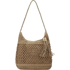 Straw Packable Large Mesh Beach Bag The Tote Hobo Bag Crossbody Purses Straw Bags for Women Travel Woven Beach Bag Handbag
