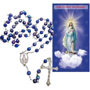 Westmon Works How to Pray the Rosary Gift Set with Acrylic Beaded Prayer Accessory and Tri Fold Catholic Prayer Instruction Explanation Pamphlet Includes All 20 Mysteries and Prayers