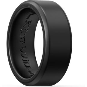 King Will Men's Silicone Wedding Bands, 8mm Comfort Fit with Unique Inner Groove Design, Rubber Engagement Rings for Daily Wear and Activities - 1/4 Variety Multipack