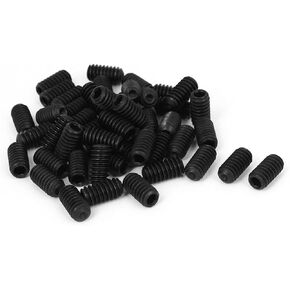 uxcell 1/4 Inch-20 x 1/2 Inch Thread Hex Socket Set Cup Point Head Grub Screws Black 50 Pcs