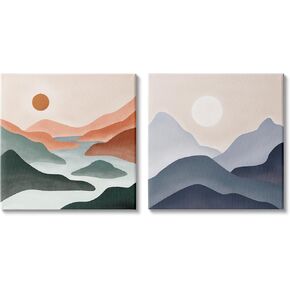 Stupell Industries Mountainous Landscape Flowing Stream River Modern Design 2pc set Canvas Wall Art, Design by JJ Design House LLC