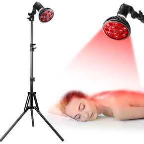 Wolezek Red Light Therapy with Stand for Face and Body, New 18 LEDs Red Light Therapy Lamp with 660nm Red and 850nm Near-Infrared Combo Wavelength Bulb, Included 15"-61" Adjustable Tripod