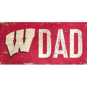 Fan Creations NCAA Wisconsin Badgers Unisex University of Wisconsin Dad Sign, Team Color, 6 x 12