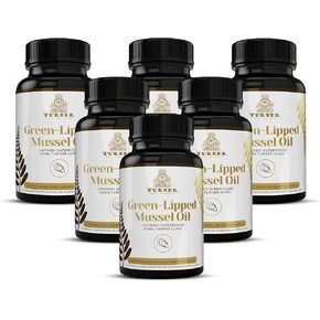 TURNER New Zealand Green Lipped Mussel Oil, Four Essential Omega-3s for Joint Comfort & Mobility Plus UAF1000+ Super Antioxidant, Astaxanthin, 53 X More Effective, 6 Bottles, 360 Softgels