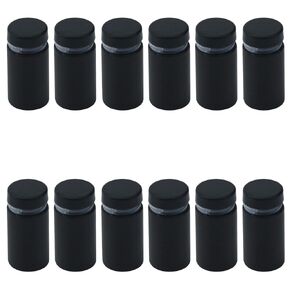 Antrader 12-Pack Sign Standoff Hardware Glass Standoff Nail Wall Mount Standoff Holder Advertise Fixing Screw, 5/8" x 1-1/5", Matte Black