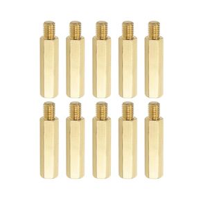YOKIVE 10 Pcs M6 Standoff Screws, Brass Hex PCB Standoffs, Keep Height Consistent, Great for Motherboard (Gold Tone, 30mm+8mm)
