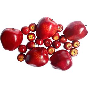 20 Pcs Artificial Apples, Fake Fruits Lifelike Red Apples Set Simulation Delicious Apples for Home Decorations Kitchen Table Basket