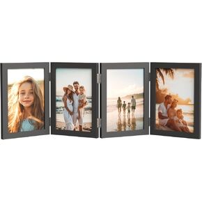 4 إطارات صور 4 قابلة للطي مقاس 4 × 6 بوصات إطار صورة مفصلي من خشب إم دي إف إطار صورة ريفي لسطح المكتب إطار أكريليك إطار صور عائلية لعيد الميلاد وعيد الشكر وعيد الميلاد وحبيب العائلة حامل عمودي على سطح الطاولة in Kuwait