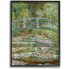 Stupell Industries Bridge Over Lilies Classic Painting, Design by Claude Monet Wall Art, 11x14, Grey Framed