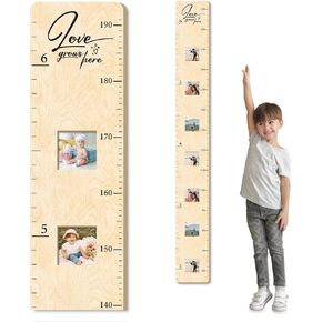 مخطط نمو خشبي للجدار مع إطارات الصور، مخطط جداري لارتفاع الأطفال، مخطط قياس مسطرة الحائط | غرفة نوم الأطفال، غرفة اللعب، ديكور الحضانة، ديكور جدار غرفة الطفل in Kuwait