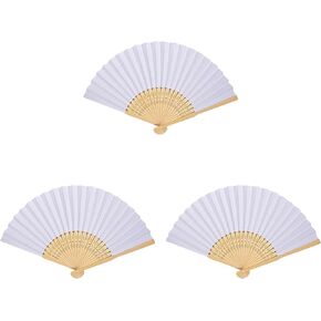 3PCS Foldable Bamboo Fans, Eastern Style Handheld Fan Japanese Chinese Fan for DIY Decoration Wedding Dancing Party Summer