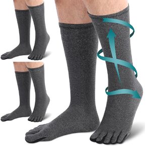Blosssound 3 Pairs Arthritis Compression Socks Five Toe Pain Relief Compression Socks Arthritis Stress Relief Socks for Men Women Arthritis Swelling Circulation Support