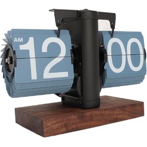 Retro Flip Down Clock, Digital Mechanical Flip Down Clock, Flip Desk Clock with Internal Gear Operated, Easy to Read, Battery Powered Clock for Home Office Decoration (Black)