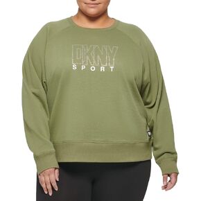 DKNY Women's Plus Size Center Logo Crewneck Pullover
