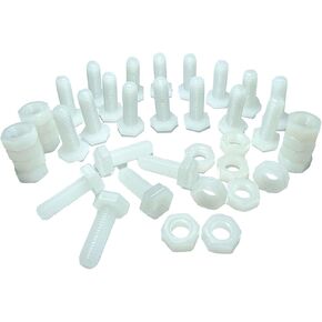 20 قطعة M8x25mm مجموعة صواميل براغي سداسية من النايلون الأبيض، ومسامير سداسية بيضاء، وصواميل سداسية، ومسامير وصواميل بلاستيكية. صواميل براغي سداسية بيضاء بخيط كامل. صواميل سداسية من النايلون ومسامير. براغي سداسية الرأس مع صواميل من النايلون. in Kuwait