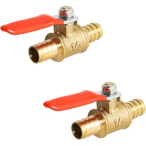 Aopin Ball Valve Brass 10mm / 2/5" Hose Barb x 10mm / 2/5" Hose Barb Valve Shut Off for Water, Oil and Gas Fluid, Ball Valve with Vinyl Handle Suitable for PEX, Copper, HDPE 2 Pcs