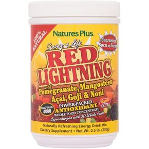 مسحوق مشروب الطاقة الأحمر Lightning من Natures Plus Source of Life - .5 رطل - نكهة التوت المختلطة - تعزيز الطاقة الطبيعية - مع الأطعمة الكاملة ومضادات الأكسدة والأطعمة الحمراء الفائقة - خالية من الغلوتين - 38 حصة in Kuwait