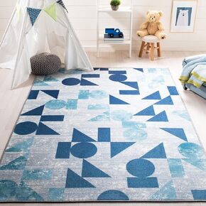 SAFAVIEH Kids Playhouse Collection Area Rug - 6'7" x 9', Grey & Blue, Non-Shedding Machine Washable & Slip Resistant Ideal for High Traffic Areas for Boys & Girls in Playroom, Nursery (KPH222F)